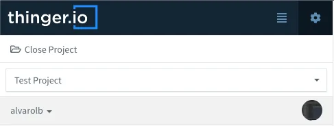 Mobile menu with Close Project and a project selector showing Test Project
