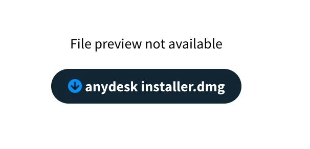 File preview not available message with a download button for anydesk installer.dmg