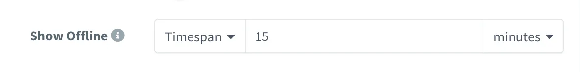 Show Offline widget option set to a timespan of 15 minutes