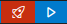 Two Thinger.io buttons in the VS Code status bar: a rocket to choose the target and a play button to upload
