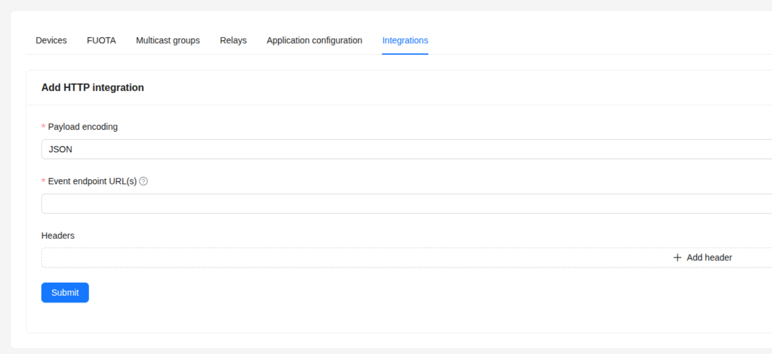 ChirpStack HTTP Webhook Settings for Thinger.io integration