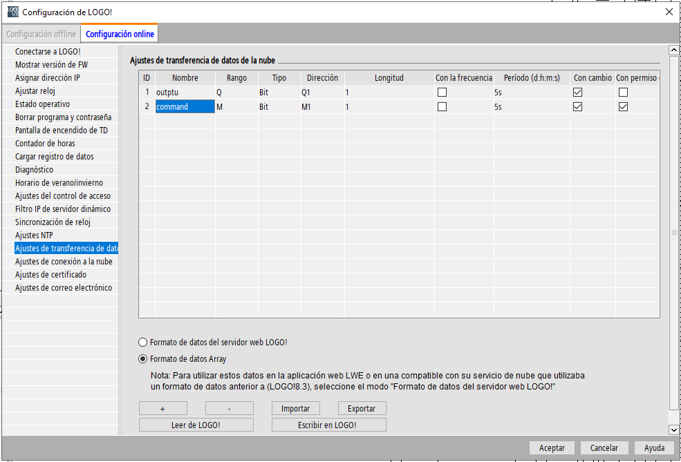 Time Settings in Soft Comfort software for Siemens LOGO!