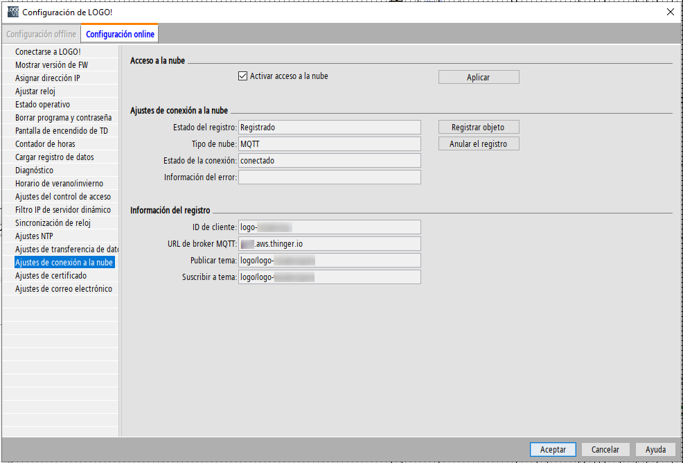 Time Settings in Soft Comfort software for Siemens LOGO!